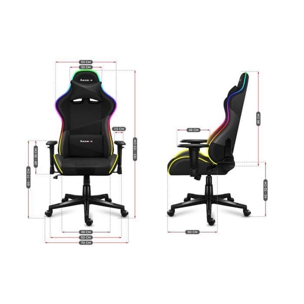 HUZARO Force 6.2 Gaming Stol - Svart - Ergonomisk - RGB - Justerbar höjd - Liggande svankstöd