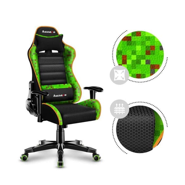 HUZARO Ranger 6.0 Pixel Mesh spelstol Ergonomisk spelfåtölj Höjdjusterbar vridbar, lutande svankstöd