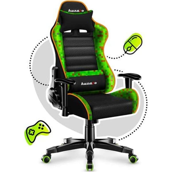 HUZARO Ranger 6.0 Pixel Mesh spelstol Ergonomisk spelfåtölj Höjdjusterbar vridbar, lutande svankstöd