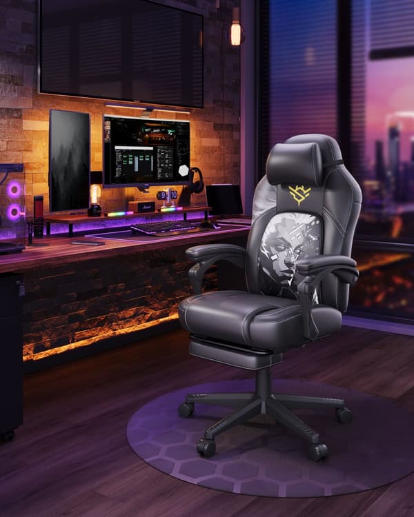 Gaming Stol, SONGMICS HOME, 70x70x119-129 cm, Sort