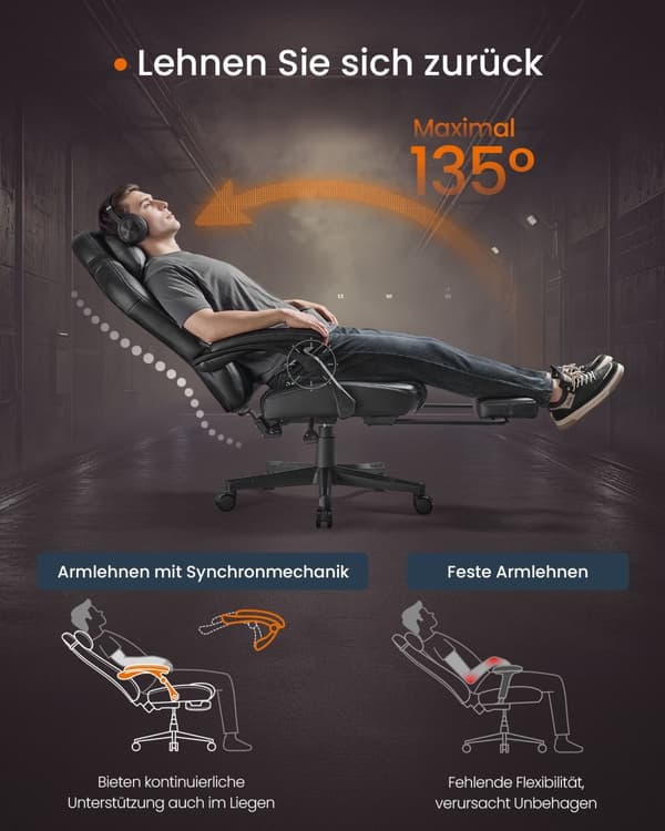 Gaming Stol, SONGMICS HOME, 70x70x119-129 cm, Sort