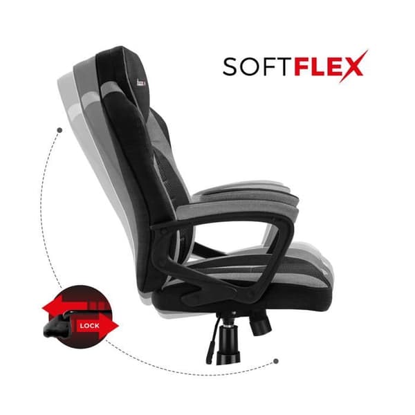 HUZARO FORCE 2.5 Grå Gaming Stol, Tyg Kontorsstol, PC-spel, Ergonomisk, Justerbar, Vridbar, Armstöd, Gamer