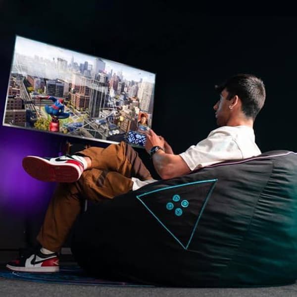 Gaming sittsäck - WOXTER - Stinger - Fläckbeständigt tyg - Memory foam - Svart och blått