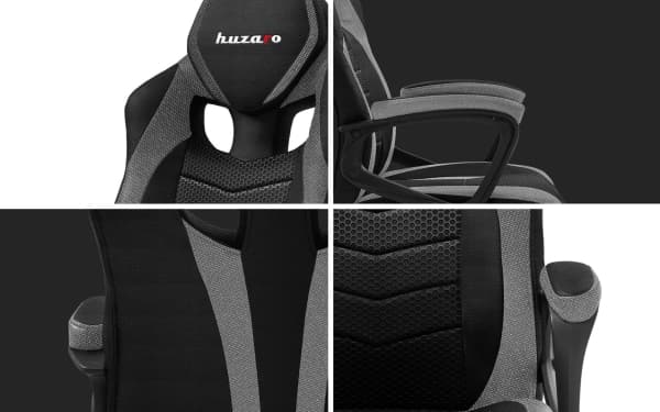 Huzaro FORCE 2.5 GREY MESH, Spelfåtölj, 140 kg, Sits i nätmaterial, Stoppat ryggstöd, Tävla, Universal