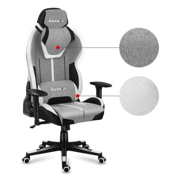 HUZARO FORCE 7.9 Grå Gaming Stol, Kontorsstol, PC-spel, Ergonomisk, Nackstöd Svankkudde, Justerbara Armstöd, Vridbar