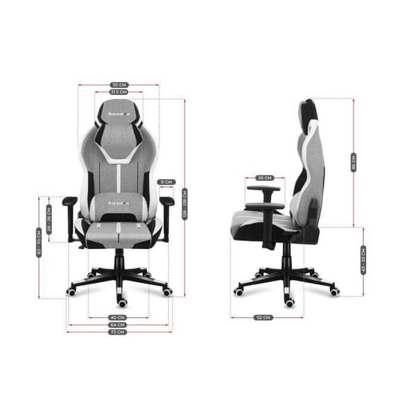HUZARO FORCE 7.9 Grå Gaming Stol, Kontorsstol, PC-spel, Ergonomisk, Nackstöd Svankkudde, Justerbara Armstöd, Vridbar