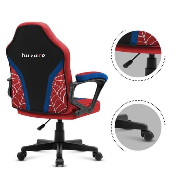 HUZARO Ranger 1.0 Spider Mesh spelstol för barn - Röd - Justerbar höjd - Mjuka armstöd