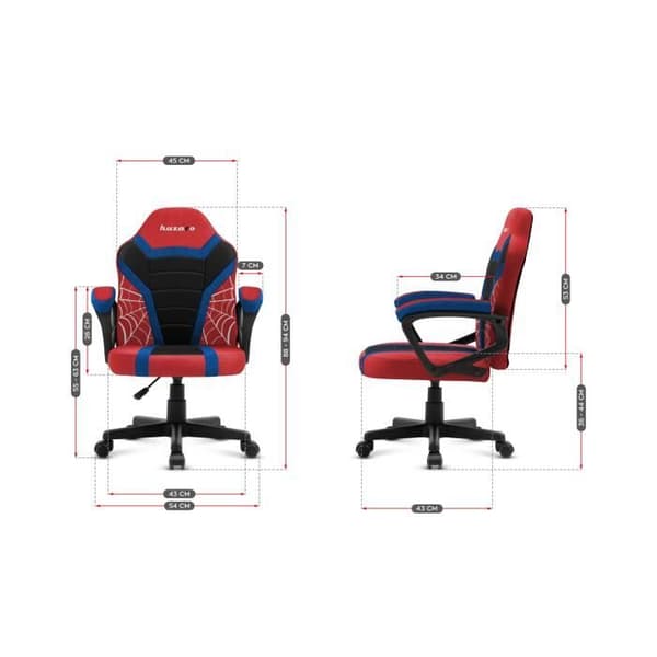 HUZARO Ranger 1.0 Spider Mesh spelstol för barn - Röd - Justerbar höjd - Mjuka armstöd