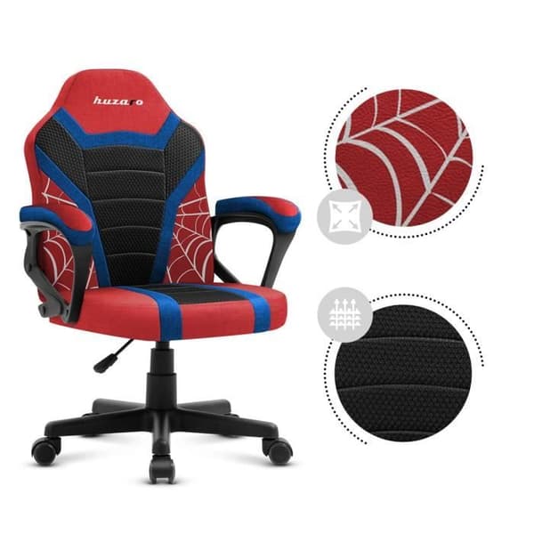 HUZARO Ranger 1.0 Spider Mesh spelstol för barn - Röd - Justerbar höjd - Mjuka armstöd