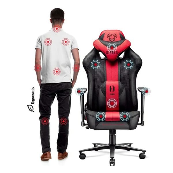 Gaming-stol Diablo Chairs Diablo X-PLAYER 2.0 Sort Rød