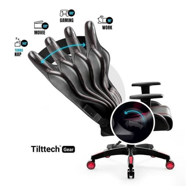 Gaming-stol Diablo Chairs Diablo X-One 2.0 Normal Size Sort Rød 20 farver