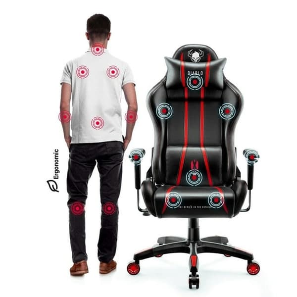 Gaming-stol Diablo Chairs Diablo X-One 2.0 Normal Size Sort Rød 20 farver