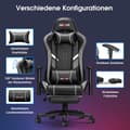 Miniatyrbild 4 av 8: Gamingstol, med 7-punktsmassage, fotstöd, ergonomisk 180 kg kontorsstol, 90-175° justerbart ryggstöd, justerbart armstöd, skrivbordsstol, grå