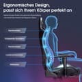 Miniatyrbild 6 av 8: Gamingstol, med 7-punktsmassage, fotstöd, ergonomisk 180 kg kontorsstol, 90-175° justerbart ryggstöd, justerbart armstöd, skrivbordsstol, grå