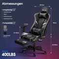 Miniatyrbild 8 av 8: Gamingstol, med 7-punktsmassage, fotstöd, ergonomisk 180 kg kontorsstol, 90-175° justerbart ryggstöd, justerbart armstöd, skrivbordsstol, grå