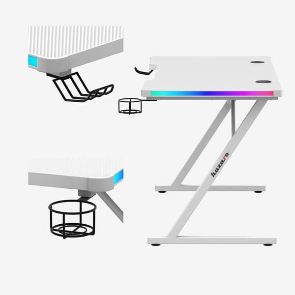 Skrivebord Gaming Huzaro HZ-Hero 2.5 White RGB Hvid 120 x 75 x 60 cm