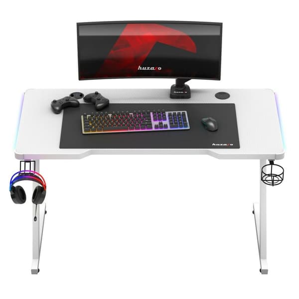Skrivebord Gaming Huzaro HZ-Hero 2.5 White RGB Hvid 120 x 75 x 60 cm