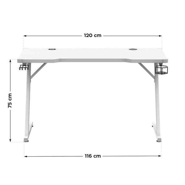 Työpöytä Gaming Huzaro HZ-Hero 2.5 White RGB Valkoinen 120 x 75 x 60 cm