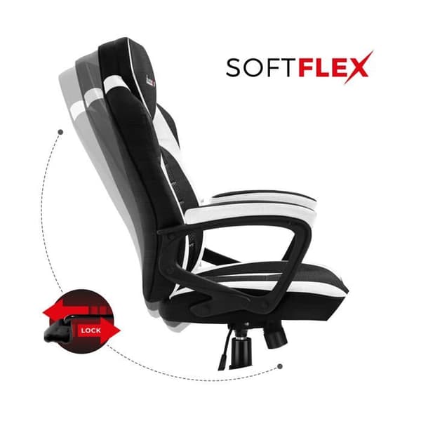 HUZARO FORCE 2.5 Gaming Stol Vit, Tyg Kontorsstol, PC Gaming, Ergonomisk, Justerbar, Vridbar, Armstöd, Gamer