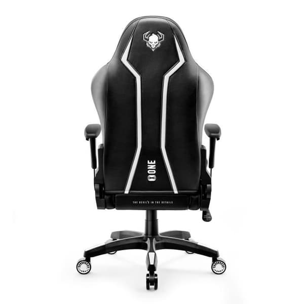 Diablo X-One 2.0 Gaming Chair Office Gamer Fåtölj 1D Skai Armstödskudde Lumbar Cousin (Svart-Vit, XL)