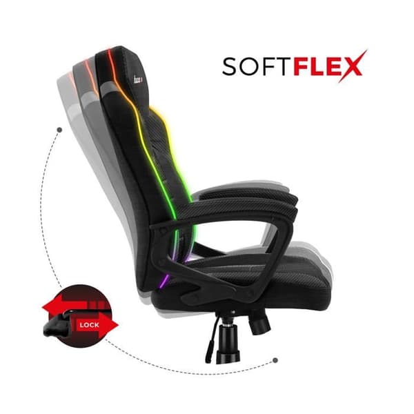 HUZARO FORCE 2.5 LED RGB Gaming Stol, Tyg Kontorsstol, PC-spel, Ergonomisk, Justerbar, Vridbar, Armstöd, Gamer