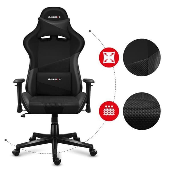 Spelstol - HUZARO - Force 6.2 Carbon - Ergonomisk - Ländryggsstöd - Justerbar höjd