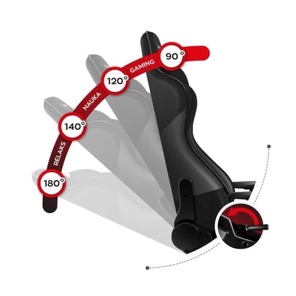 Spelstol - HUZARO - Force 6.2 Carbon - Ergonomisk - Ländryggsstöd - Justerbar höjd