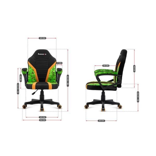 HUZARO Ranger 1.0 Pixel Mesh spelstol för barn - grön