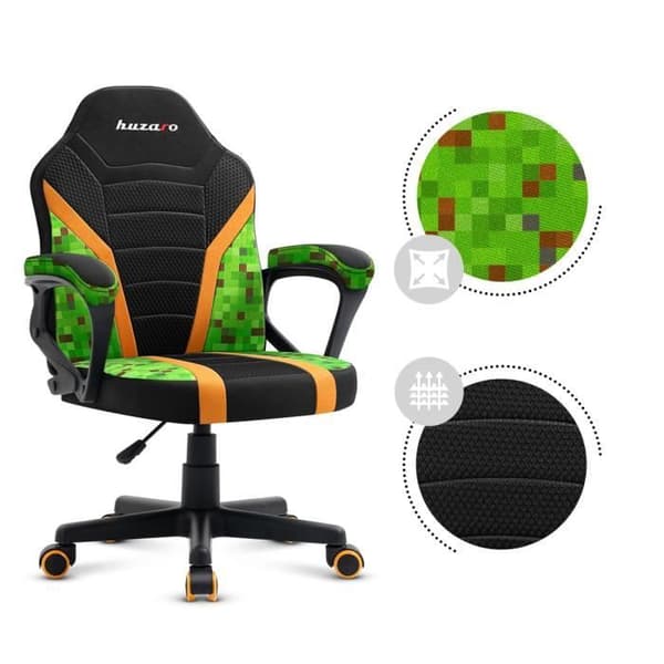 HUZARO Ranger 1.0 Pixel Mesh spelstol för barn - grön