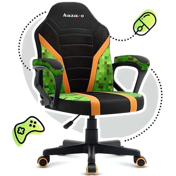 HUZARO Ranger 1.0 Pixel Mesh spelstol för barn - grön