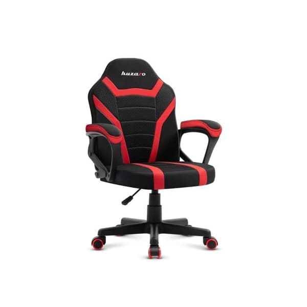 HUZARO RANGER 1.0 Gaming Stol Rött tyg, Fåtölj för barn, Gamer, Ergonomisk, Justerbar höjd 80 mm, Armstöd, PC-spel