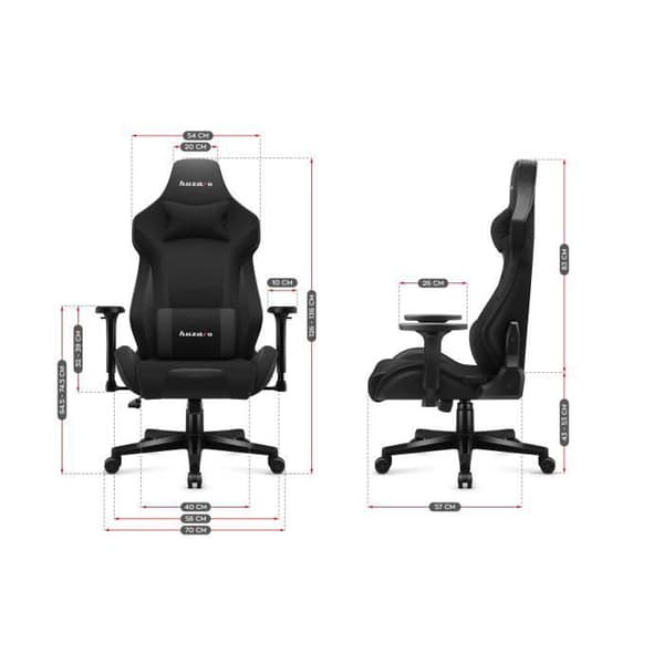HUZARO FORCE 7.6 Black Gaming Stol, Kontorsstol, PC-spel, Ergonomisk, Nackstöd Svankkudde, Justerbara Armstöd, Vridbar