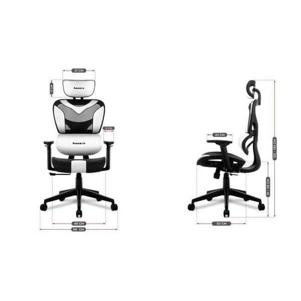 HUZARO Combat 8.0 ergonomisk spelstol vit - Justerbar höjd och armstöd - Svankstöd - Nackstöd