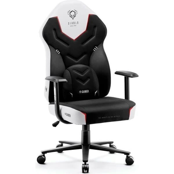 Diablo X-Gamer 2.0 Gaming Chair Kontorsstol Ergonomisk design Tyg Svankkudde Bekväma armstöd (svart-vit)