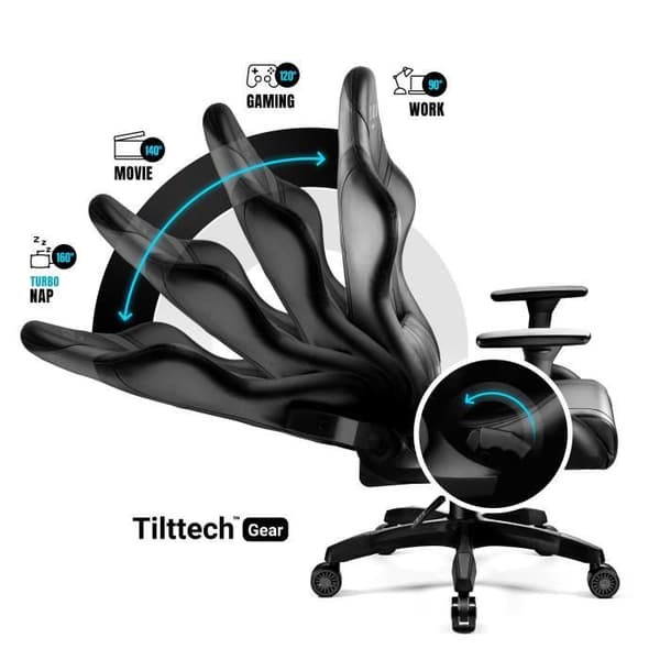 Diablo X-Horn 2.0 Gaming Chair Office Gamer Fåtölj 3D Skai Armstödskudde Lumbar Cousin (svart, XL)