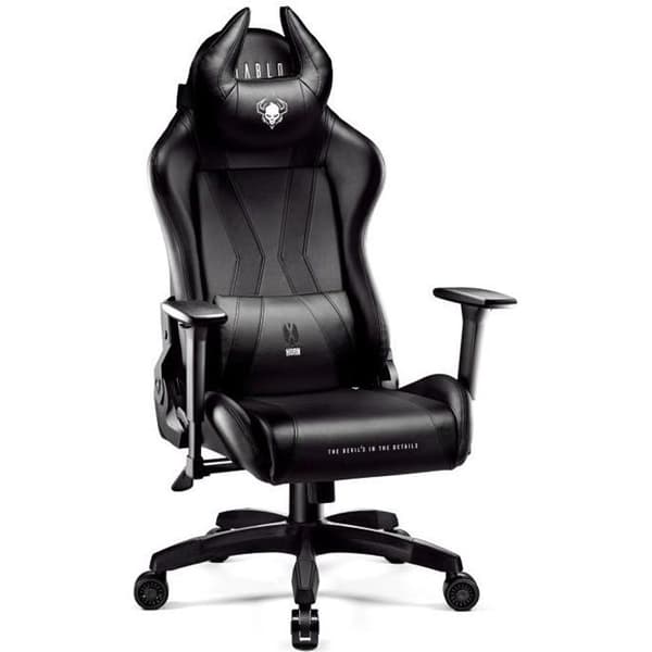 Diablo X-Horn 2.0 Gaming Chair Office Gamer Fåtölj 3D Skai Armstödskudde Lumbar Cousin (svart, XL)