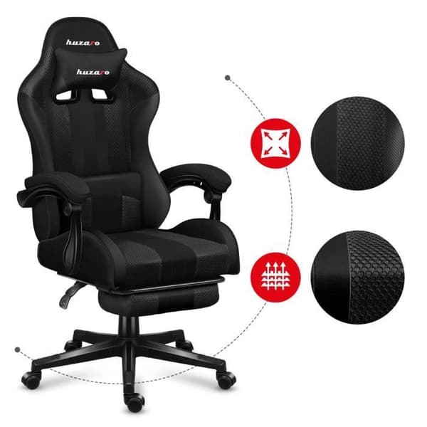 Spelstol - HUZARO - Force 4.7 Carbon - Svankstöd - Fotstöd - Nackstöd