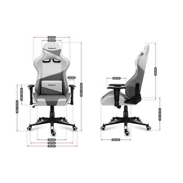 HUZARO Force 6.2 Gaming Stol - Vit - Ergonomisk - Justerbar höjd - Svankstöd