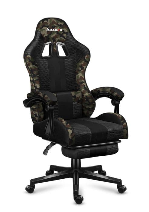 HUZARO FORCE 4.7 Camo Gaming Chair - Ergonomisk - Justerbar - Nackstöd Svankkudde - Svart