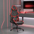 Miniatyrbild 1 av 2: Gamingstol med massage och fotstöd svart och röd konstläder