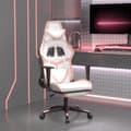 Miniatyrbild 1 av 2: Gamingstol med massage och fotstöd vit och rosa konstläder