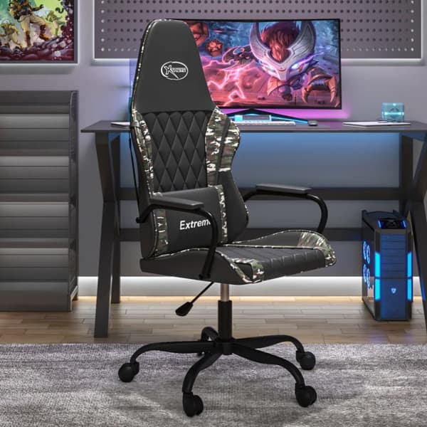 Gamingstol svart och kamouflage konstläder