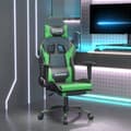 Miniatyrbild 1 av 2: Gamingstol med massage och fotstöd svart och grön konstläder