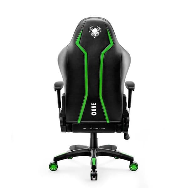 Diablo X-One 2.0 Gaming Chair Office Gamer Fåtölj 1D Skai Armstödskudde Lumbar Cousin (svart-grön, L)