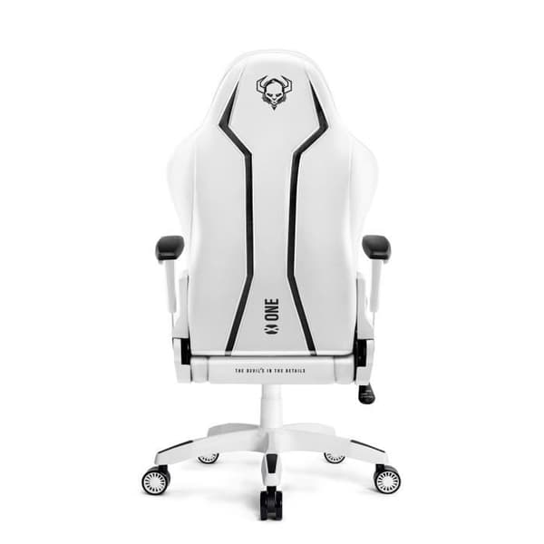 Diablo X-One 2.0 Gaming Chair Office Gamer Fåtölj 1D Skai Armstödskudde Lumbar Cousin (Vit-Svart, L)