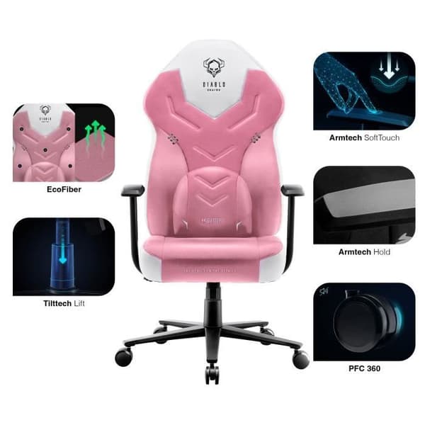 Gaming Chair Kontorsfåtölj - DIABLO - Ergonomisk design Tyg Svankkudde Bekväma armstöd
