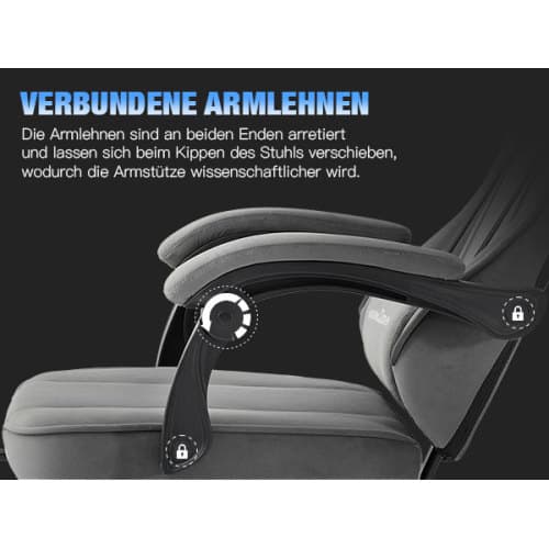 Gamingstol i tyg, Ergonomisk gamingstol med fotstöd, Justerbar racingdatorstol med svankstöd, Grå ergonomisk PC-stol