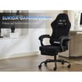 Miniatyrbild 2 av 4: Gamingstol i tyg, Ergonomisk gamingstol med fotstöd, Justerbar racingdatorstol med svankstöd, Grå ergonomisk PC-stol