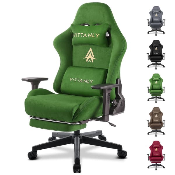 Spelstol, Ergonomisk Design, Justerbara Armstöd,Grön