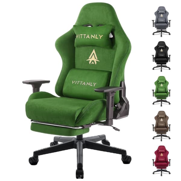 Spelstol, Ergonomisk Design, Justerbara Armstöd,Grön
